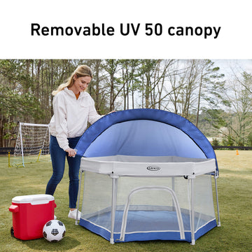 Graco Pack 'N Play Litetraveler Lx Playard Outdoor And Indoor Playspace With Compact Fold Uv Canopy
