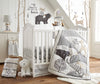 Levtex Baby - Bailey Crib Bed Set - Baby Nursery Set - Charcoal, Taupe, White - Neutral Forest Theme - 5 Piece Set Includes Quil