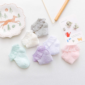 Durio Newborn Socks Girl White Baby Socks Super Soft Newborn Girl Socks Lace Ruffle Socks Baby Girl Socks Newborn B White & Whit