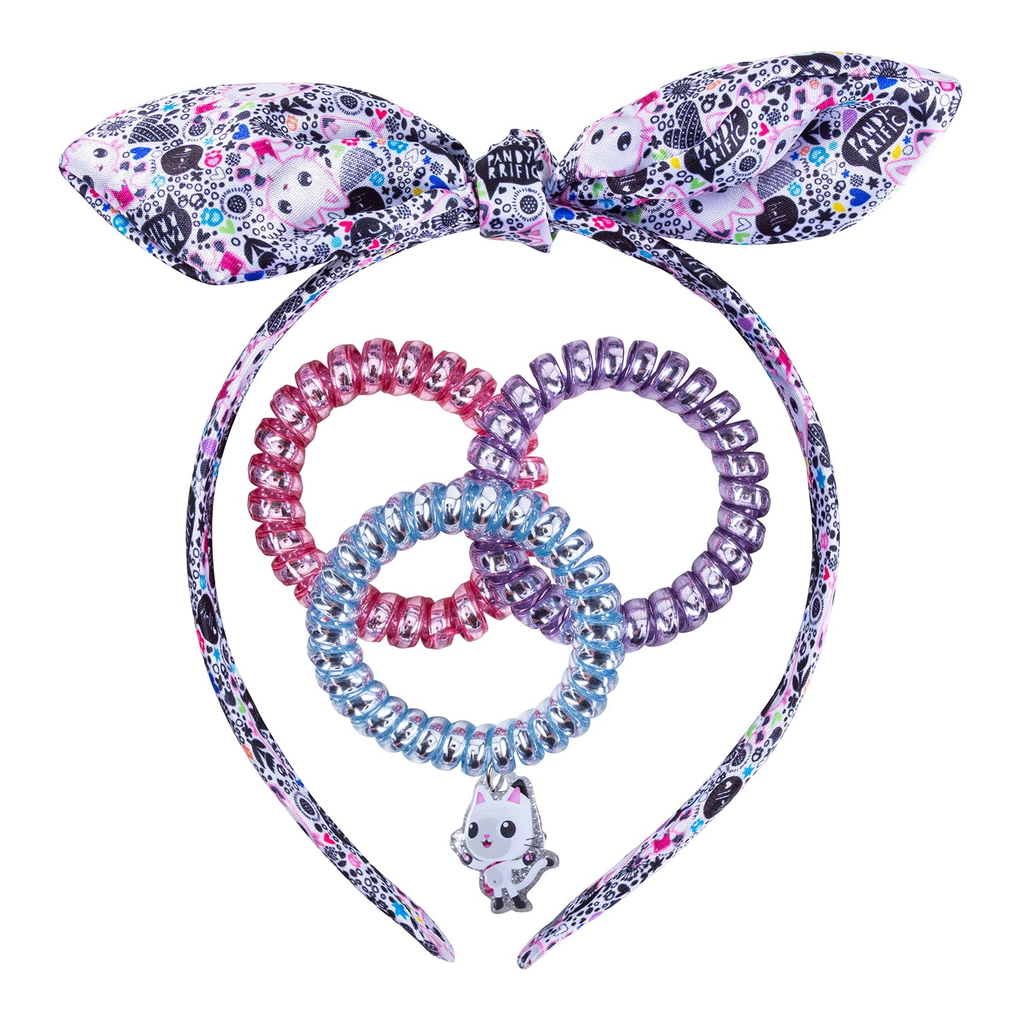 Gabby'S Dollhouse Headbands For Girls| 4Pc Toddler Headband And Hair Ties| Knotted Headband Fully Cover By Soft Designed Fabric