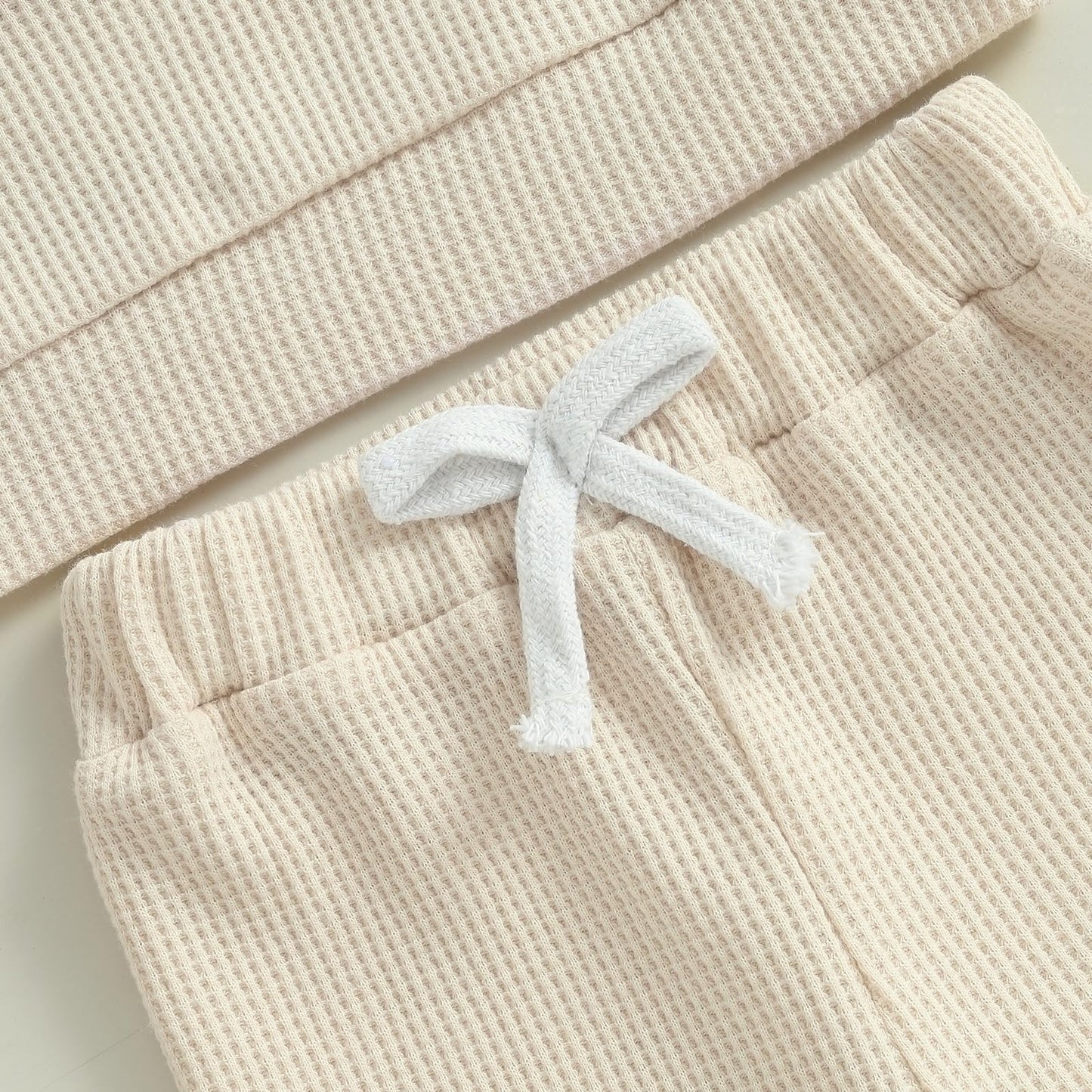 Nibbcoa Toddler Baby Boy Valentines Day Outfit Love Embroidery Waffle Knit Sweatshirt Pants Set Cute Spring Fall Clothes (Aprico