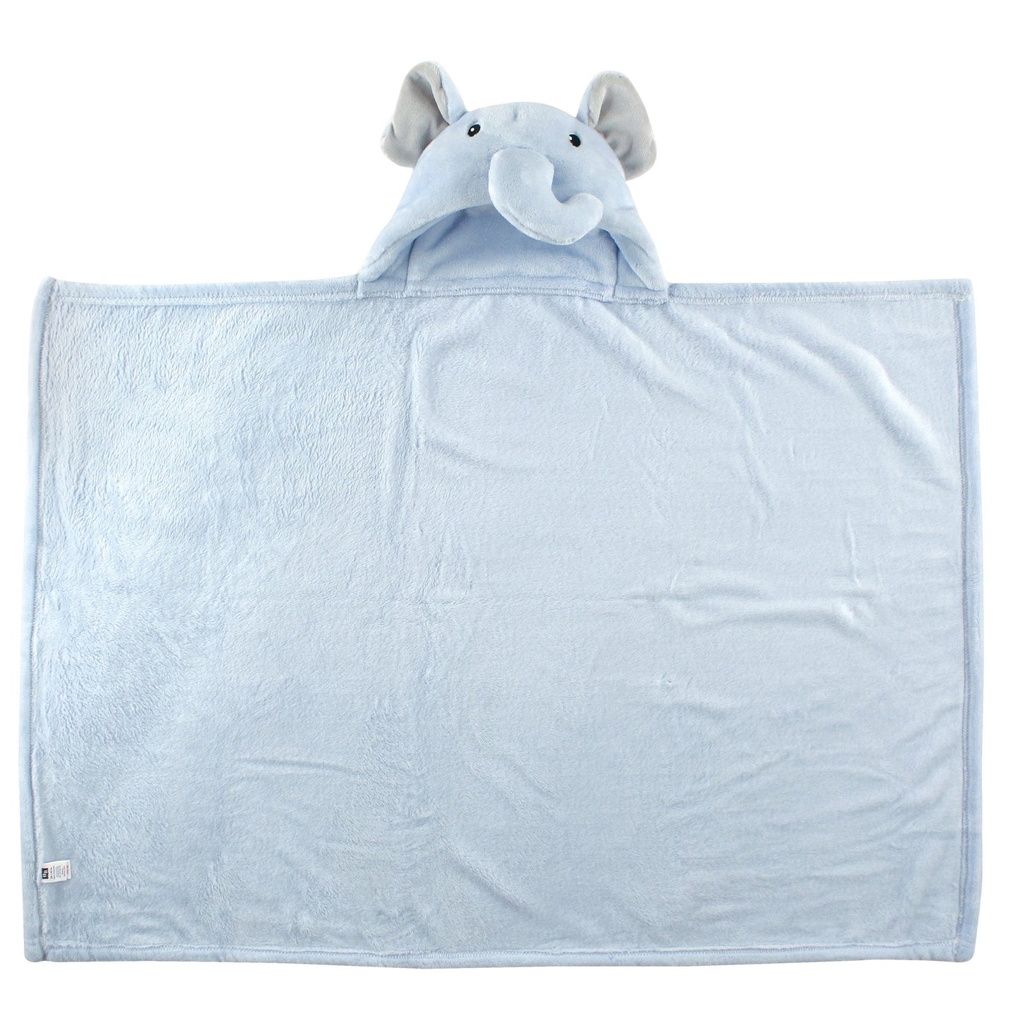 Hudson Baby Unisex Baby And Toddler Hooded Animal Face Plush Blanket, Blue Elephant, One Size