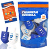 Zion Judaica Hanukkah Dreidels Blue & White Natural Wood With English Translation & Transliteration (10 Pack)
