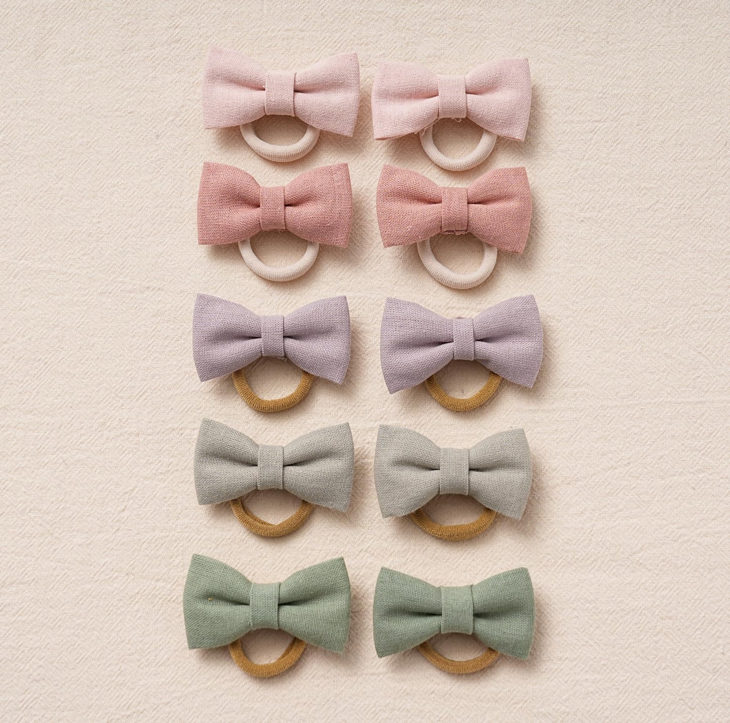 Baby Toddler Little Girls Hair Ties With Linen Bows, 20 Pcs No Damage Elastic Nylon Ponytail Holders Scrunchies For Girls, Small