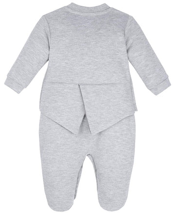 Lilax Baby Boy Gentleman Tuxedo Footie Christmas Holiday Outfit With Bow Tie (Newborn, Grey)