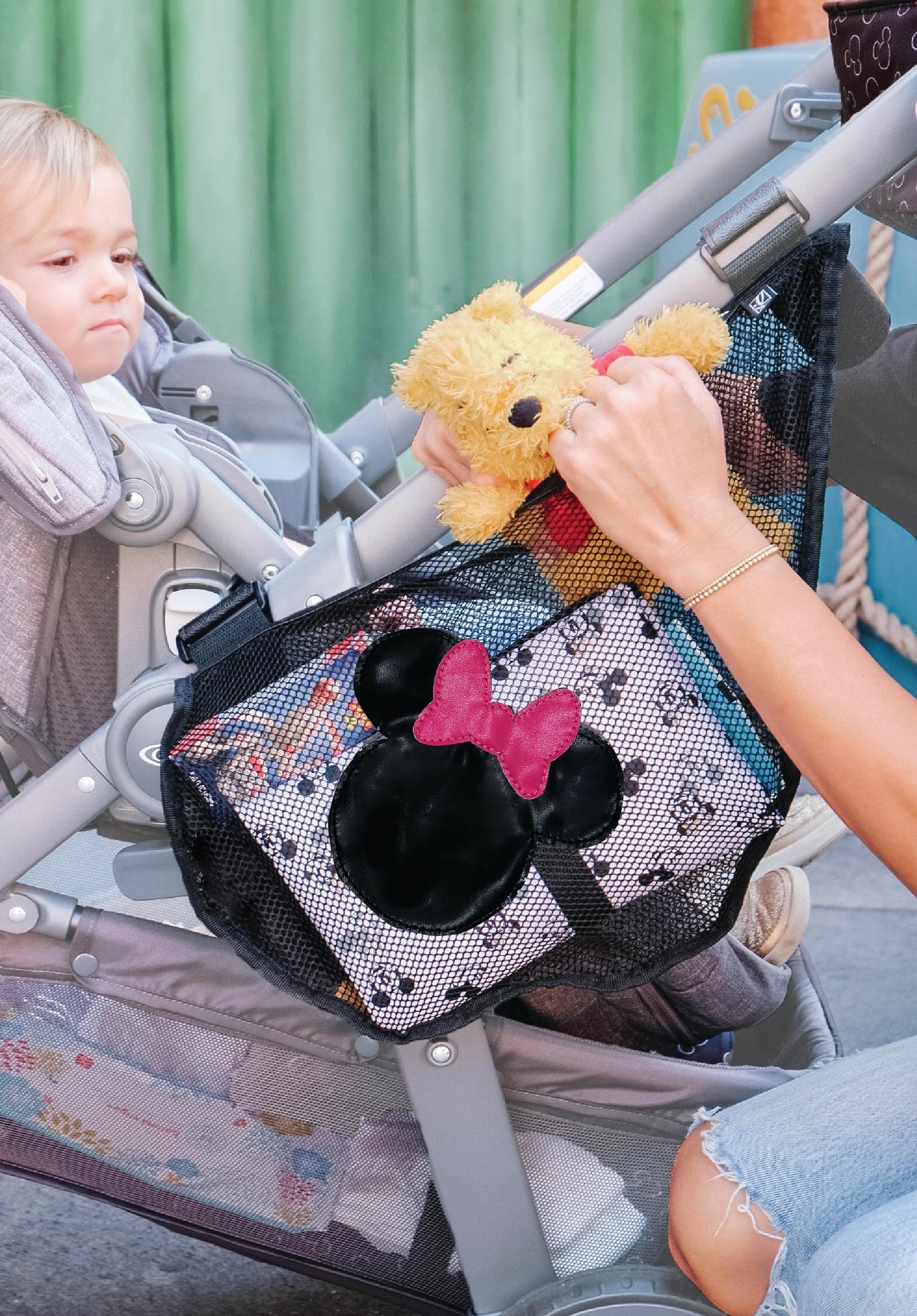 J.L. Childress Disney Baby Side Sling Stroller Cargo Net, Stroller Organizer & Storage, Minnie Mouse