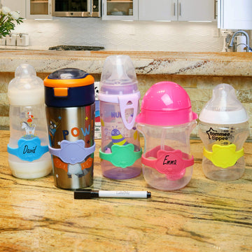 Silicone Baby Bottle Labels For Daycare, Home, And Travel Organization, Fits Small Water Tumblers, Sippy Cups, Snack Containers,