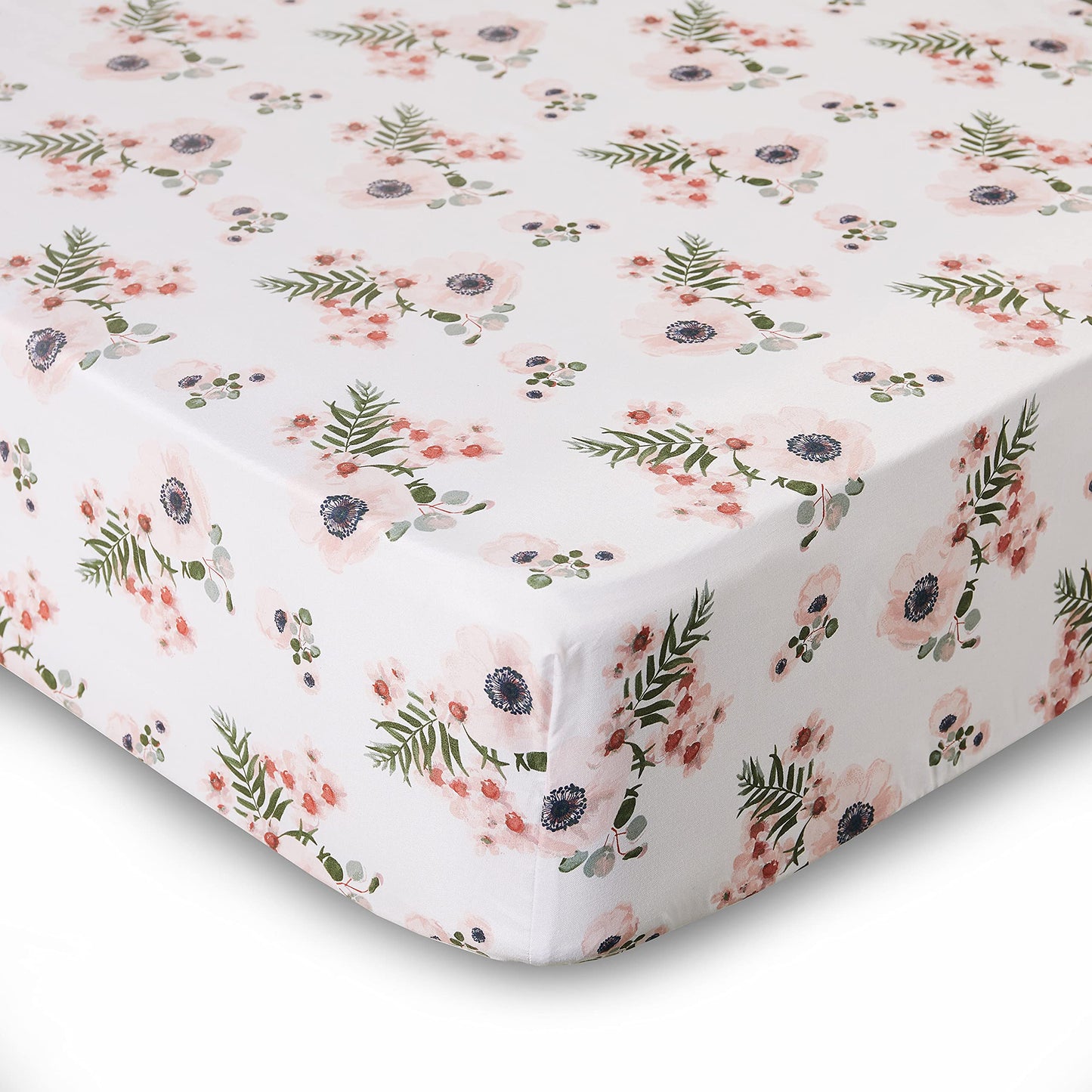 Levtex Baby - Fiori Toddler Bed Set - Black, Blush, Pink, White - Bold Floral - 5 Piece Set Includes Reversible Quilt, Fitted Sh