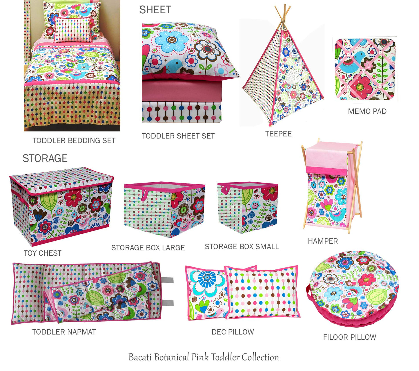 Bacati - 100% Cotton Percale Soft Breathable Fabrics Nap Mat with Pillow for Toddler Girls, Measures 50 x 20 x 1.5 Inches, Ideal