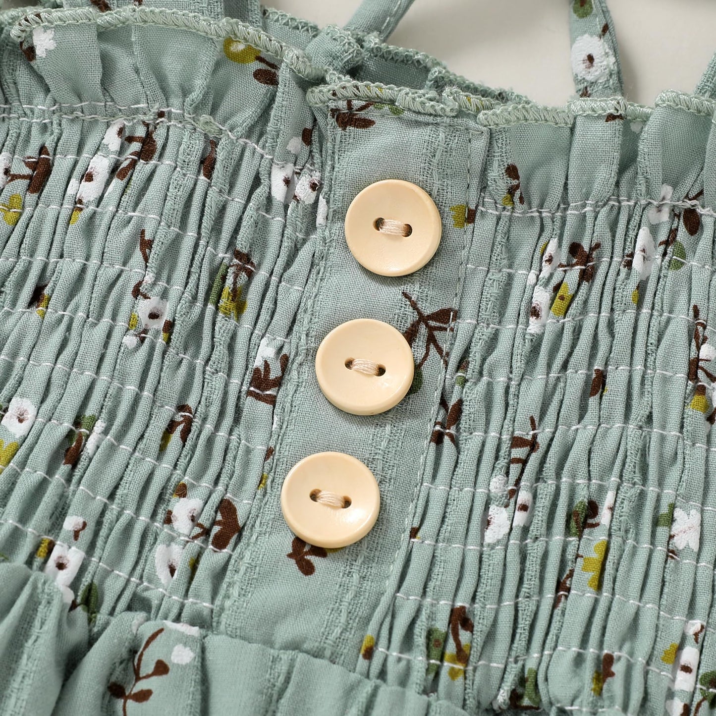 Jeelligular Toddler Dress Ruffle Sleeveless Button Down Denim Dress For Toddler Girls Summer Beach Casual A-Line Sundress(Green