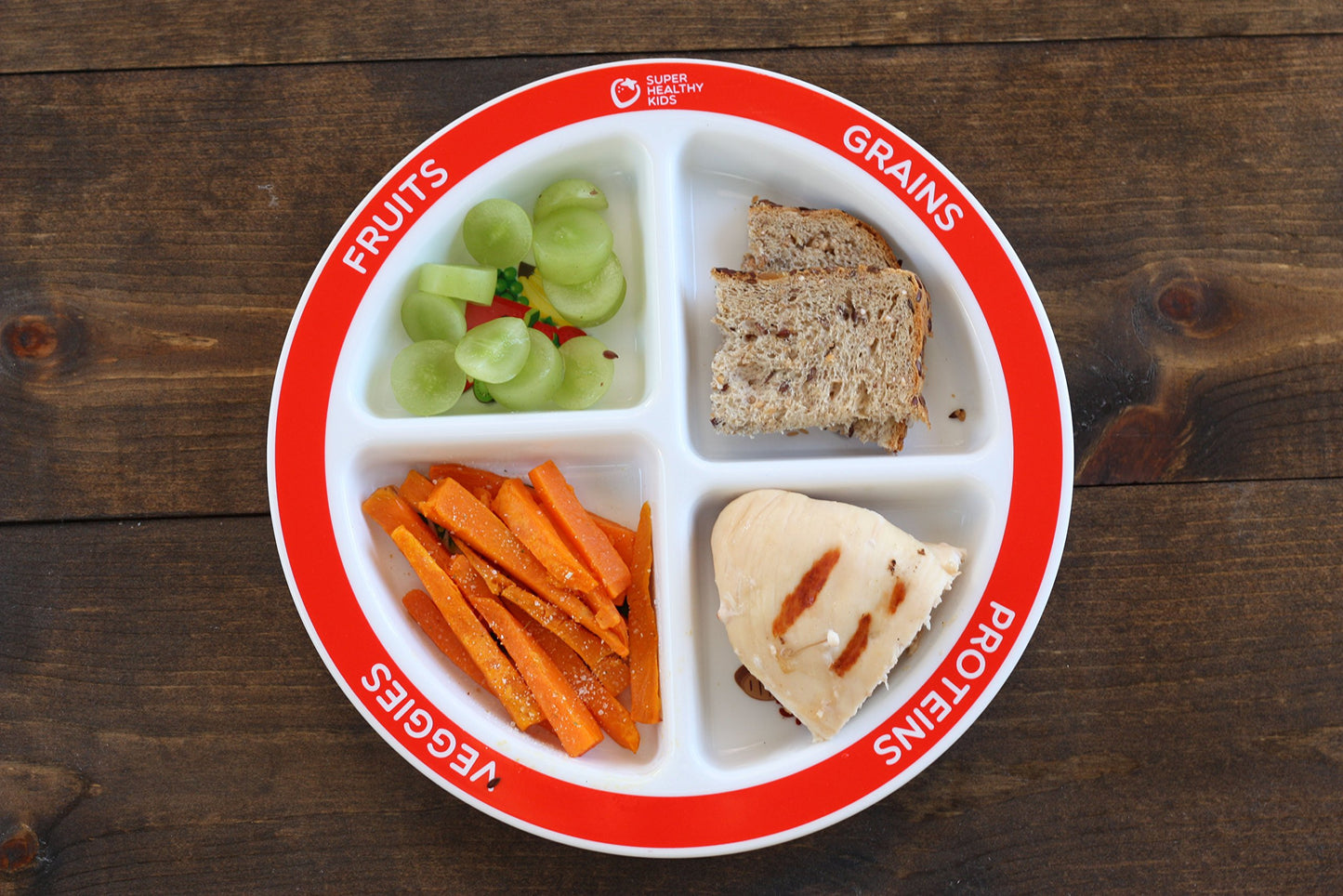 Choose Myplate Portion Plate For Kids, Toddlers - Kids Nutrition Plates With Dividers Plus Dairy Bowl From Health Beet (English