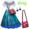 Kaisebile Princess Dress For Girls Birthday Halloween Dress Up With Bag Glasses Earrings 3T 4T