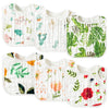 Zainpe 6Pcs Snap Muslin Cotton Baby Bibs Summer Cactus Patterns Infants Drooling Bib Soft Absorbent Adjustable Burp Cloths Feedi