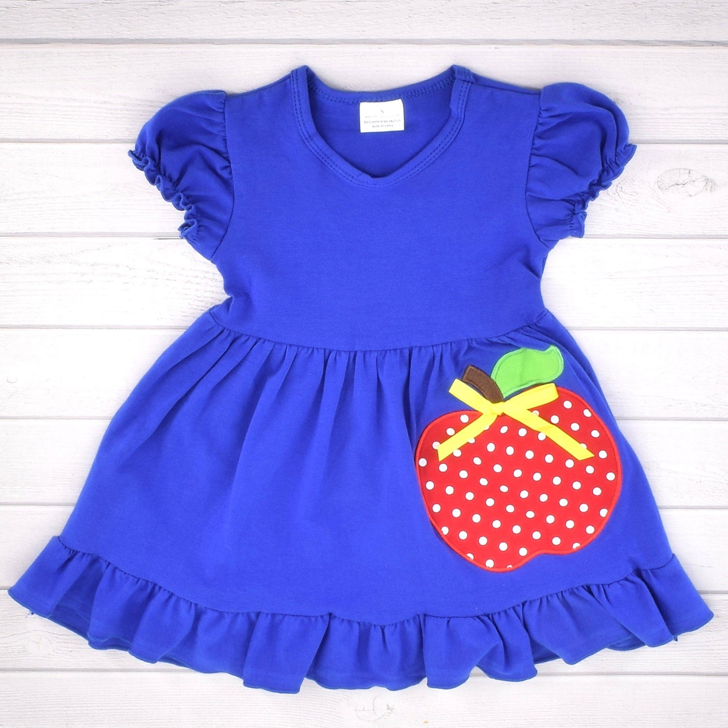 Unique Baby Girls Back To School Apple Tank Boutique Outfit (5T/L, Blue)