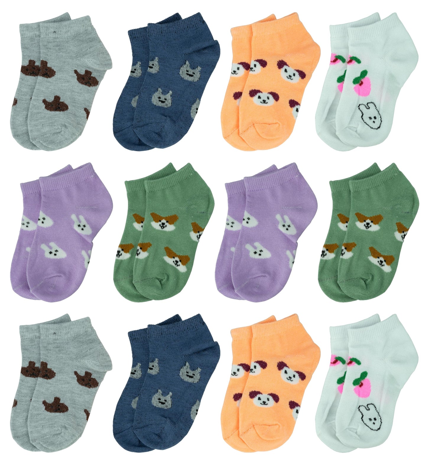 Gelante 12 Pairs Girl Children Toddler Kids Cotton Ankle Socks Sk107 (0-2)