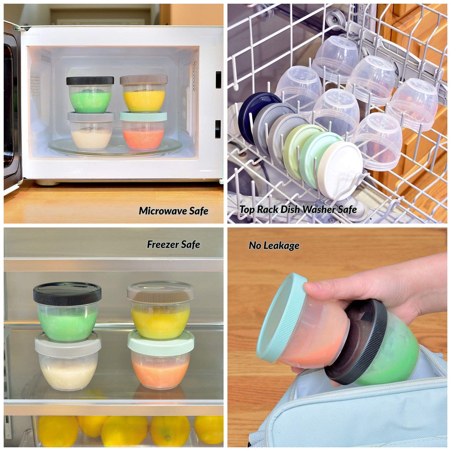 Youngever 18 Sets Baby Food Storage, 6 Ounce Baby Food Containers With Lids And Labels, 9 Urban Colors