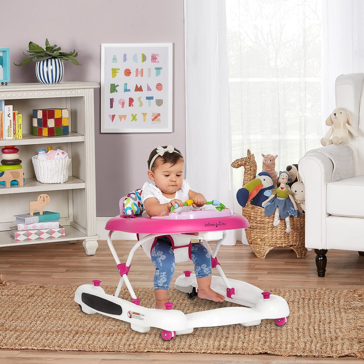 Dream On Me Go-Getter 3-In-1 Activity Baby Walker And Walk Behind Walker, Adjustable Seat Height, Comfortable Padded Seat, Easy