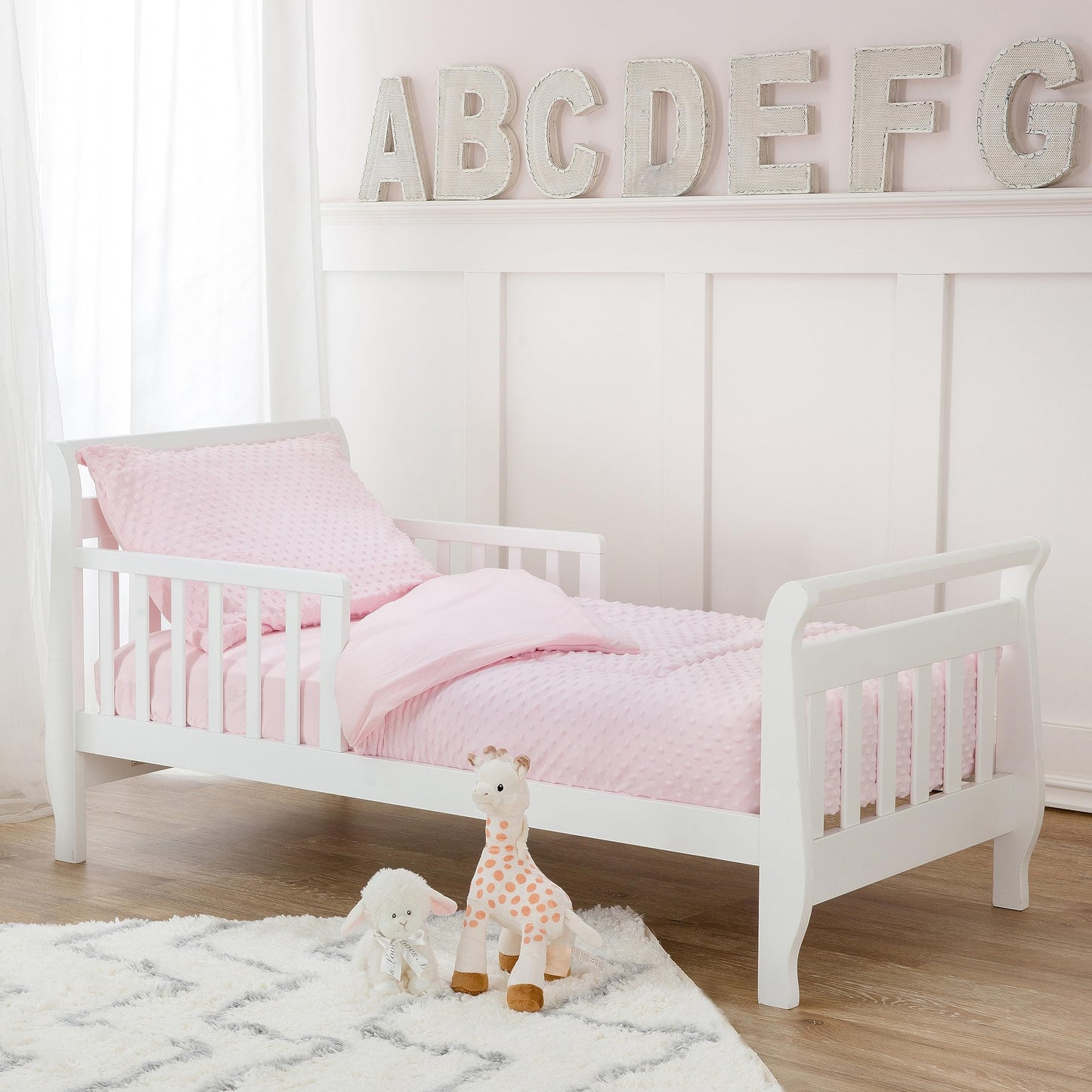 American Baby Company Heavenly Soft Minky Dot Chenille Toddler Bedding Set, Pink, 4 Piece, for Boys and Girls