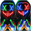 Halloween Mask Skeleton Gloves Set, Halloween Costumes Gifts For Men Women Boys Girls, 3 Modes Light Up Scary Led Mask With Led