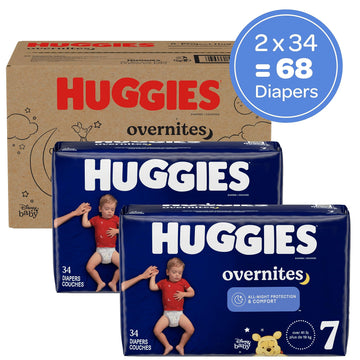 Huggies Size 7 Overnites Baby Diapers: Overnight Diapers, Size 7 (41+ Lbs), 68 Ct (2 Packs Of 34)