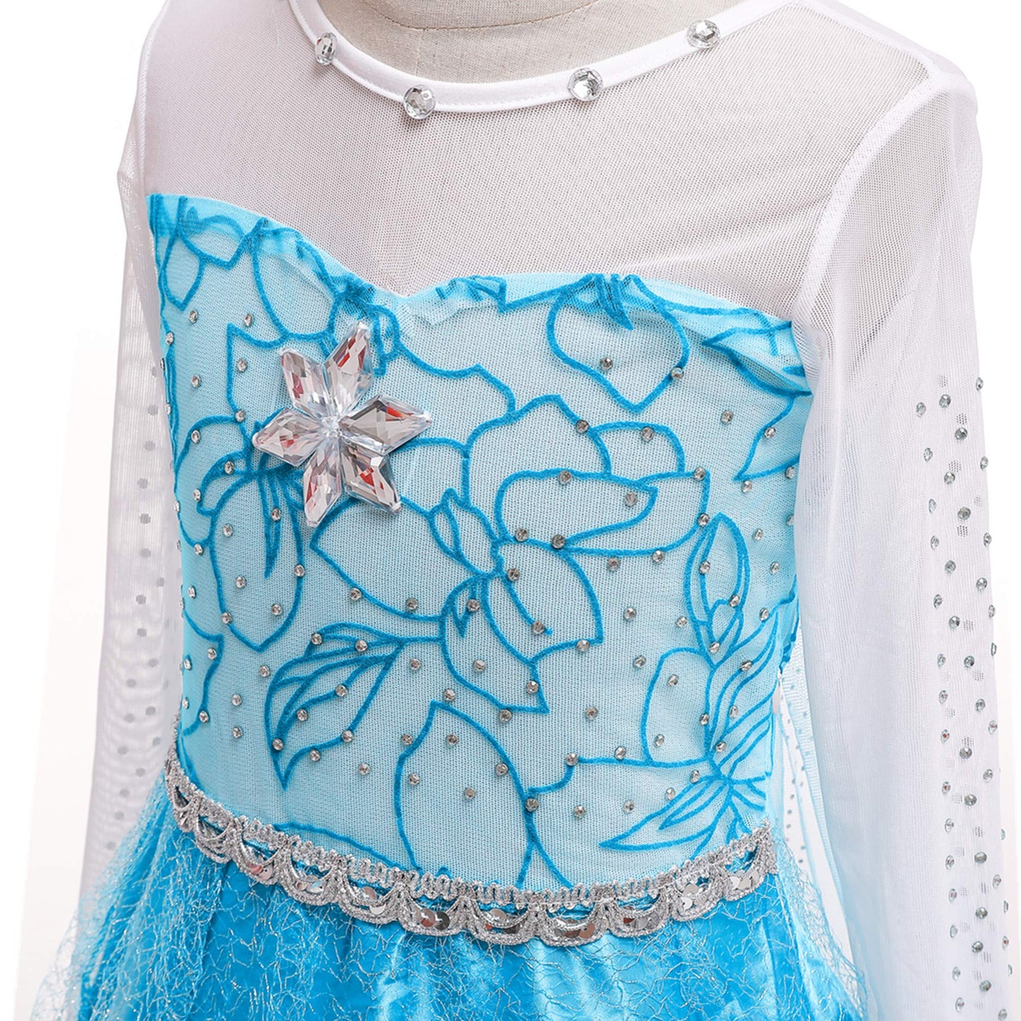 BanKids Princess Costume Birthday Party Dress Up for Little Girls with Wig,Crown,Wand,Gloves Accessories 6-7Years(Q89,130)