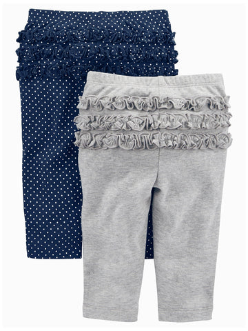 Simple Joys By Carter'S Baby Girls' 4-Pack Pant, Coral Pink/Grey/Navy Dots/Pink, 0-3 Months