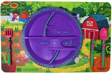 Constructive Eating Garden Fairy Plate, Placemat And Utensil Set