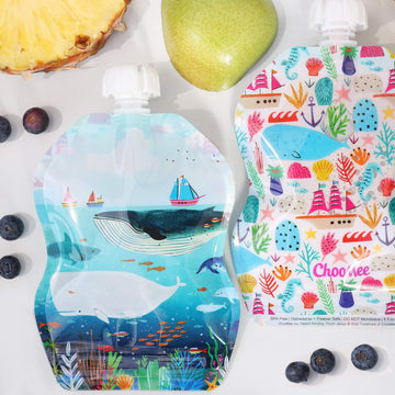 Choomee Reusable Baby Food Storage Pouches, 8 Oz | Ideal For Baby Food, Smoothies And Purees | Secure Double Lock Zipper, Wide B