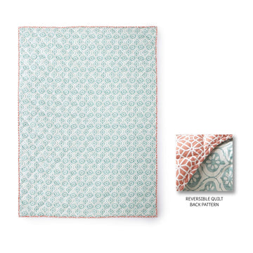 Levtex Baby - Fiona Toddler Bed Set - Pink, Aqua, White - Woodland Forest Theme - 5 Piece Set Includes Reversible Quilt, Fitted