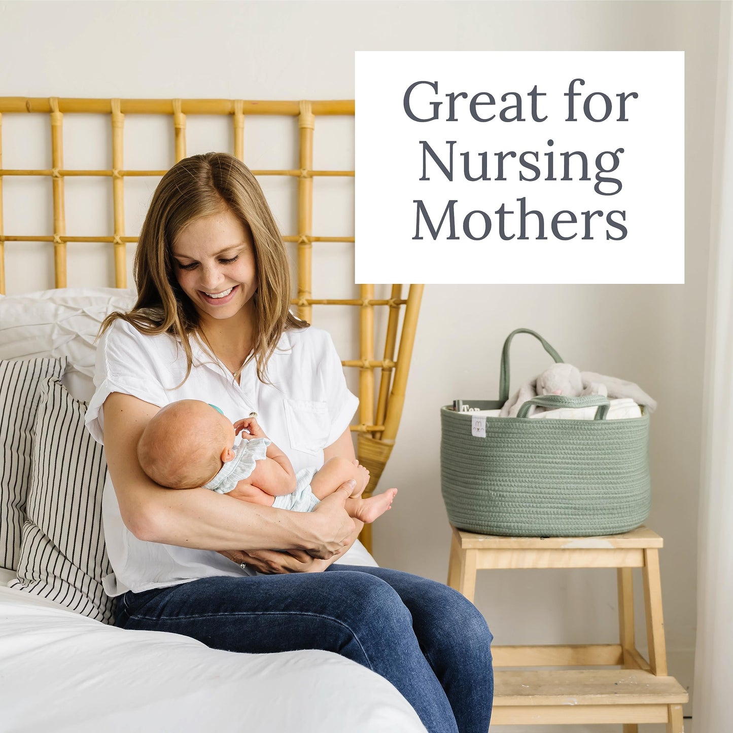 Natemia Baby Nappy Caddy Organizer - Large Portable Baby Caddy For Diapers And Wipes - Baby Basket For Newborn - Baby Storage Ba