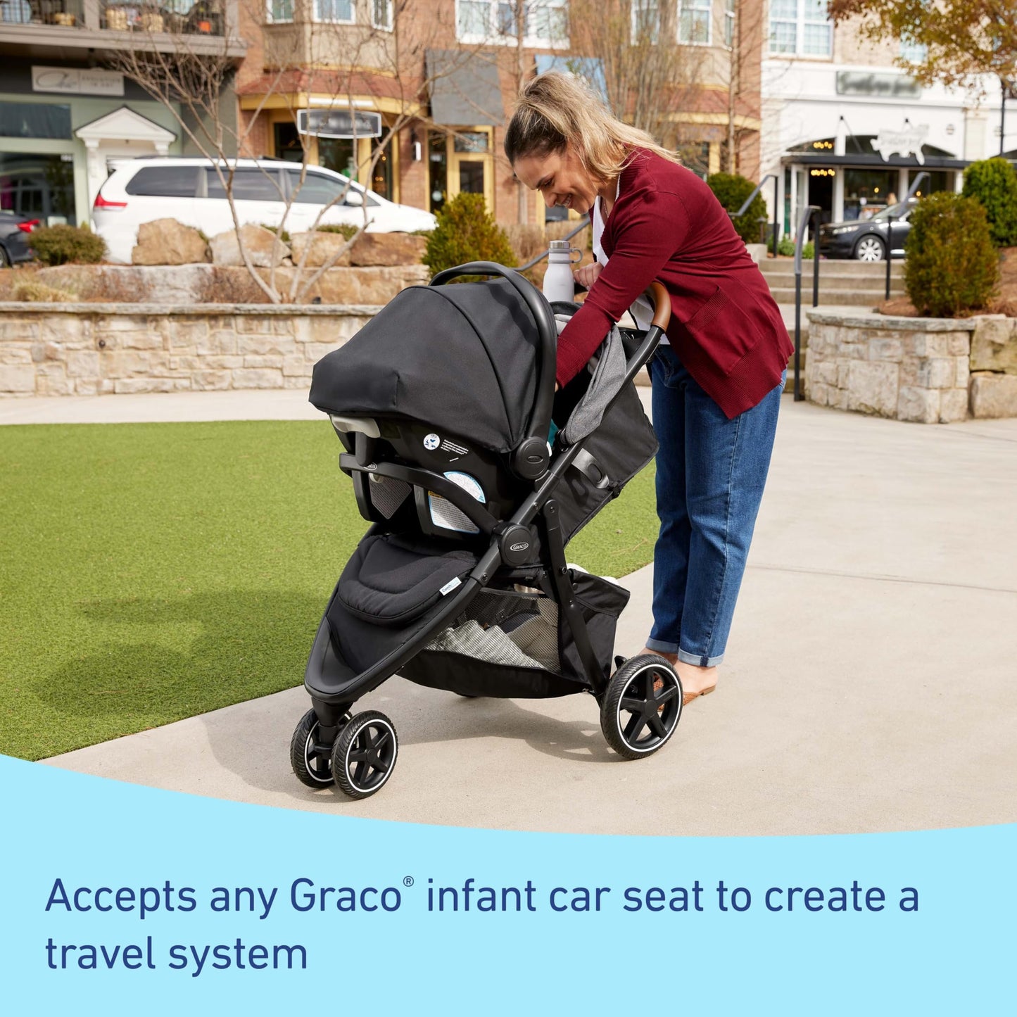 Graco Outpace Lx All-Terrain 3-Wheel Baby Stroller, Cohen Compatible For Travel System, Easy One-Hand Fold, In-Seat Suspensi