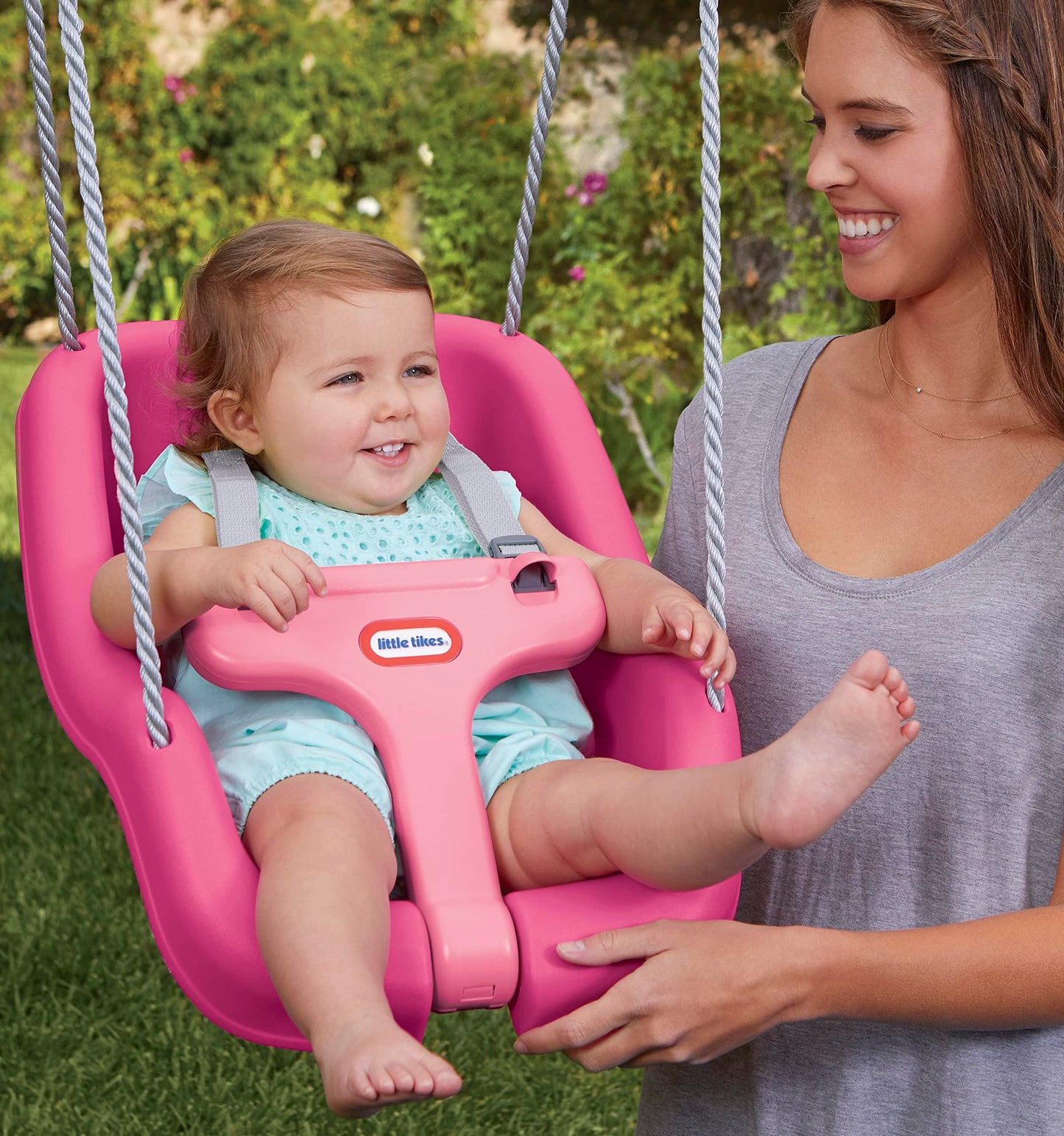 Little Tikes Snug 'N Secure Pink Swing With Adjustable Straps, 2-In-1 For Baby And Toddlers Ages 9 Months - 4 Years,16'D X 16.3