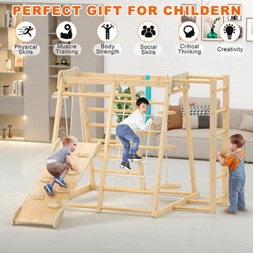 Wofafa Jungle Gym, Toddler Climbing Toys, Indoor Playground Climbing Toys For Toddlers, Montessori Style Playground Sets For Bac
