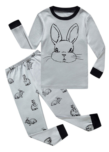 Family Feeling Baby Boys Girls Rabbit Easter Pajamas Cotton Grey Pjs Long Sleeve Jammies Bunny Infant Kids Size 18-24 Months