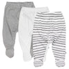 Honestbaby Unisex Baby 3-Pack Organic Cotton Footed Harem Pants, Sketchy Stripe, Preemie Us