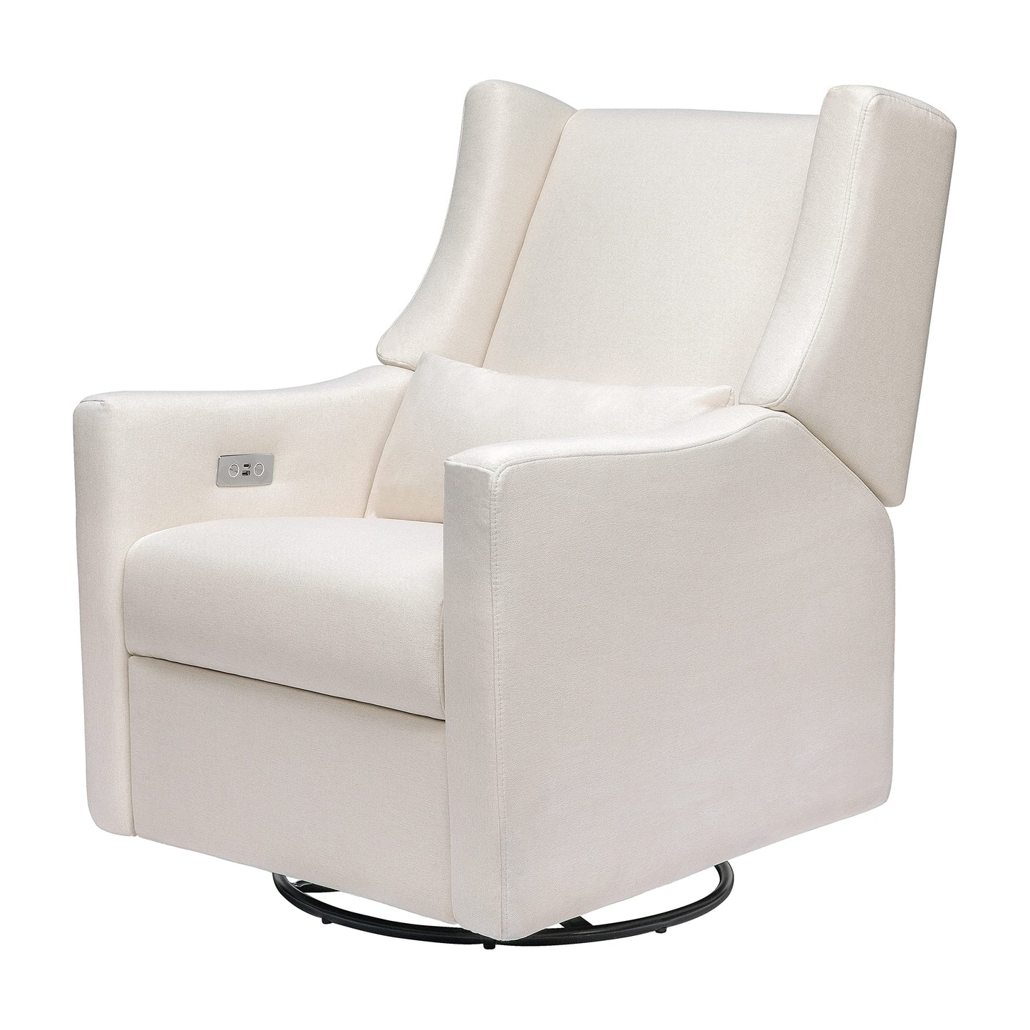 Babyletto Kiwi Electronic Power Recliner and Swivel Glider with USB Port in Performance Cream Eco-Weave, Water Repellent & Stain