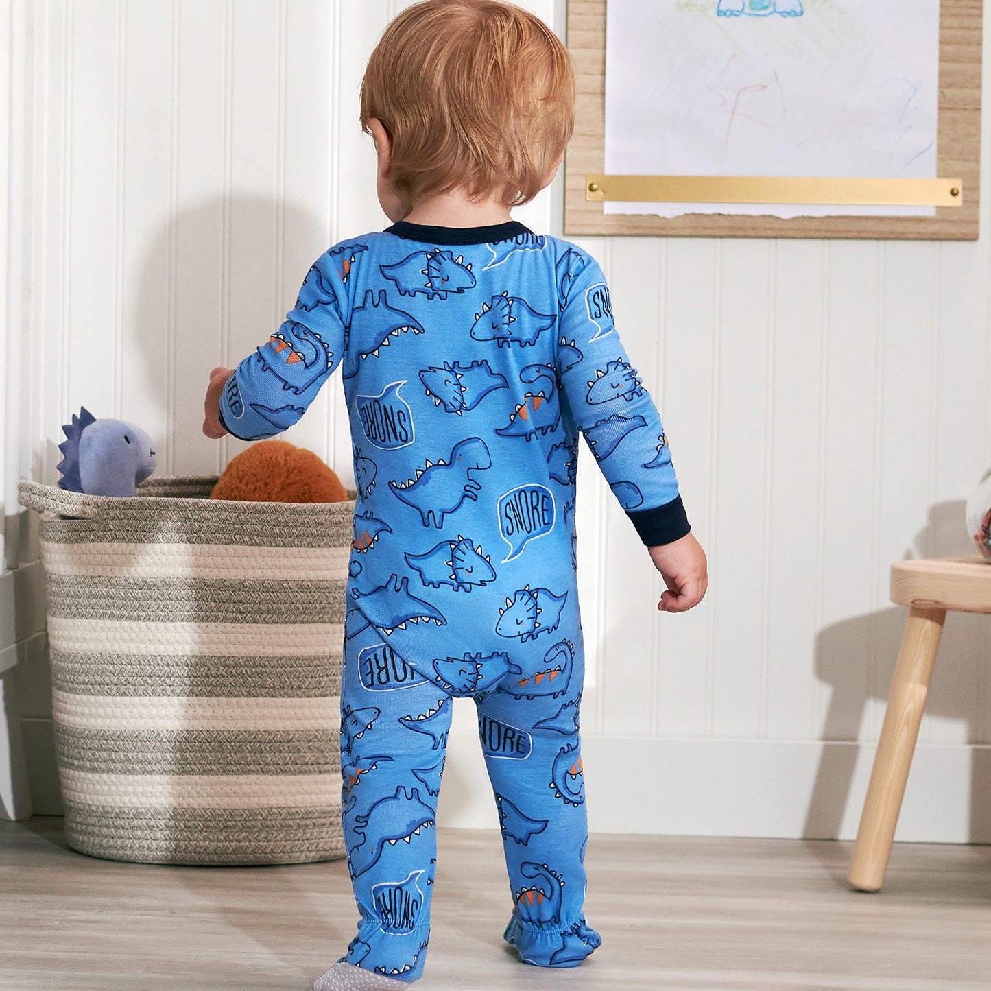 Gerber Baby Boys' 2-Pack Footed Pajamas, Sleepy Blue Dino, 18 Months