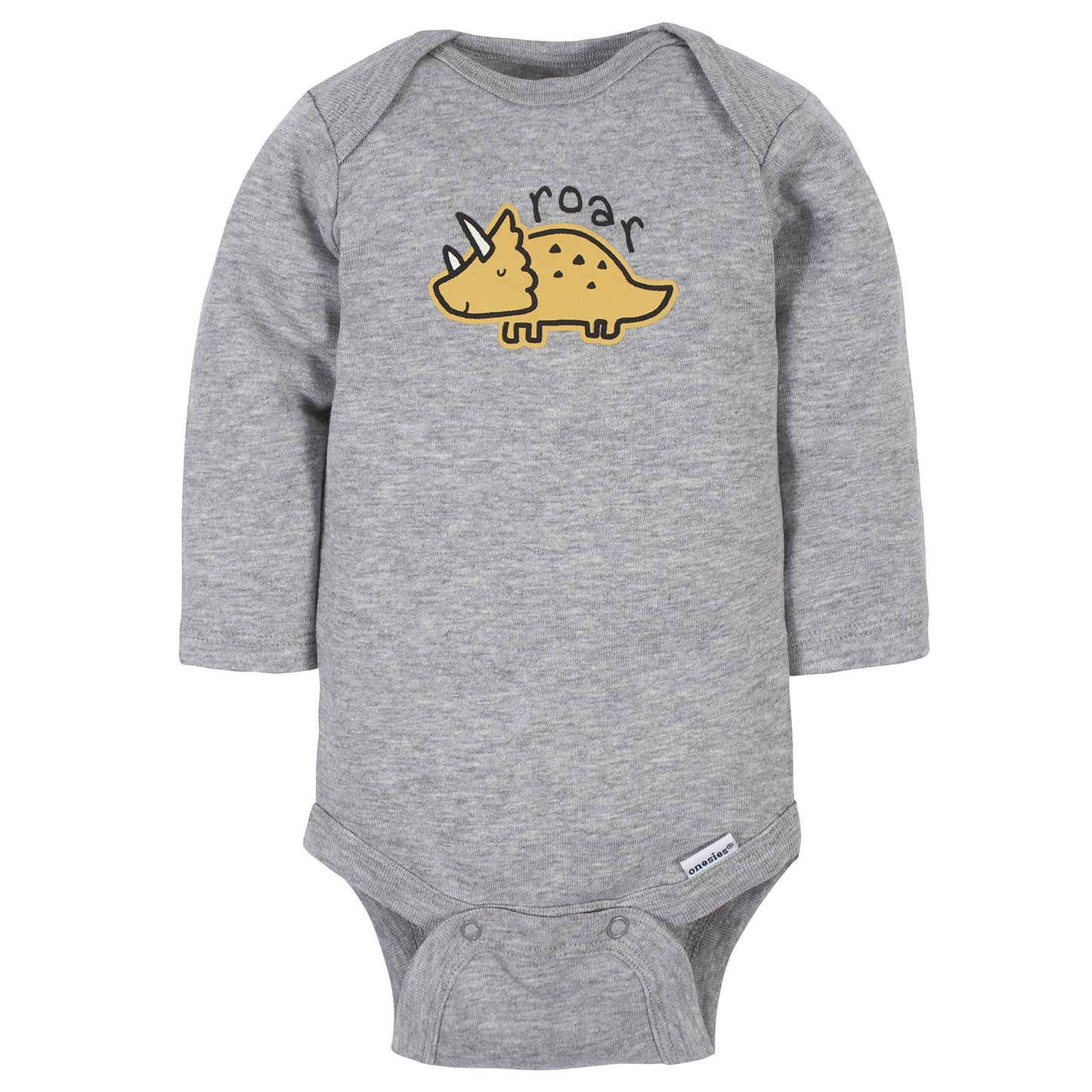 Gerber Baby Boys' 6-Pack Long-Sleeve Onesies Bodysuit, Dinosaur Blue, 3-6 Months