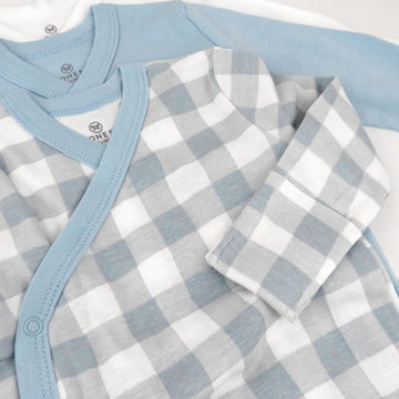 Honestbaby Girls 3-Pack Long Sleeve Side-Snap Kimono Bodysuits Organic Cotton For Infant Baby Girls, Green, 9 Months