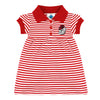 College Baby Striped Game Day Polo Dress With Bloomer - Georgia Bulldogs Bulldog Head Logo - Red/White - 0-3 Months