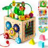 Wooden Activity Cube for 18M+ | Montessori Toys for 1+ Year Old, Educational Learning Toys for Toddlers Age 2-3 | Holiday Birthd