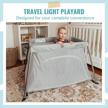 Dream On Me Travel Light Playard With Mesh Zipper Door In Grey