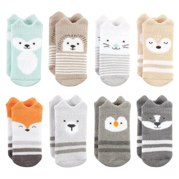 Hudson Baby Unisex Baby Cotton Rich Newborn And Terry Socks, Neutral Woodland, 0-6 Months