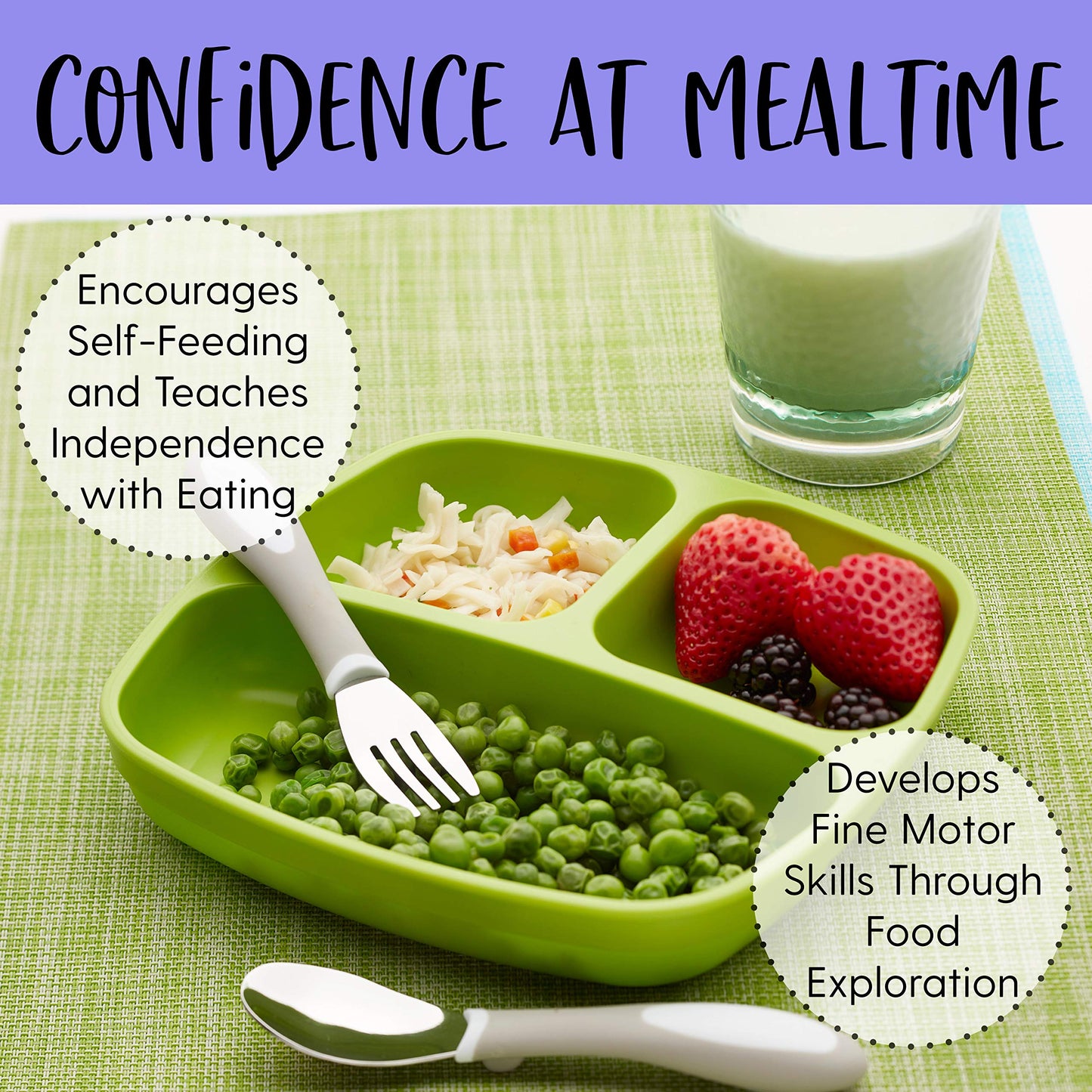 Ecr4Kids My First Meal Pal Divided Plates, Kids Plastic Tableware, Stackable And Dishwasher Safe, Stackable Dinner Plates For Ba