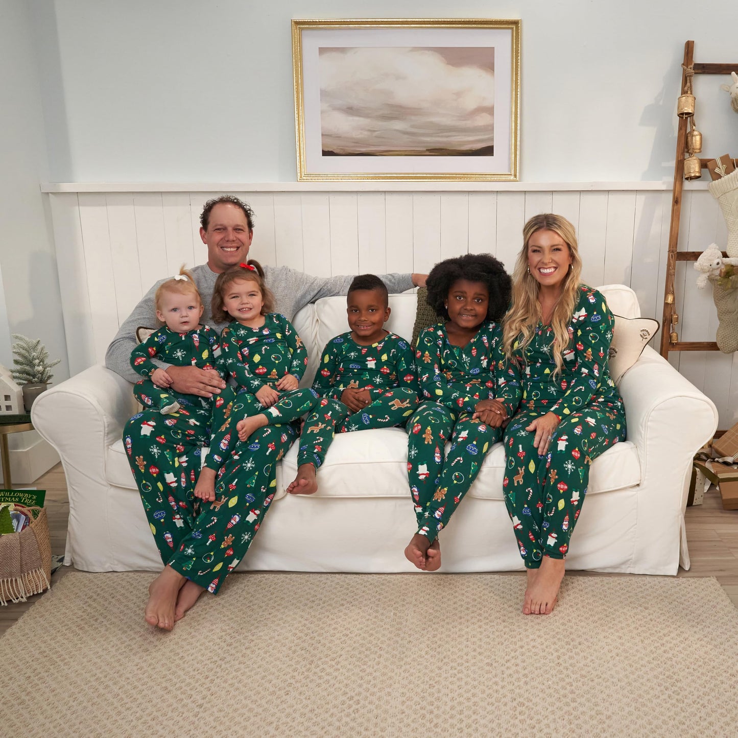 Gerber Unisex Baby Toddler 1-Piece Holiday Family Matching Pajamas, Ornaments