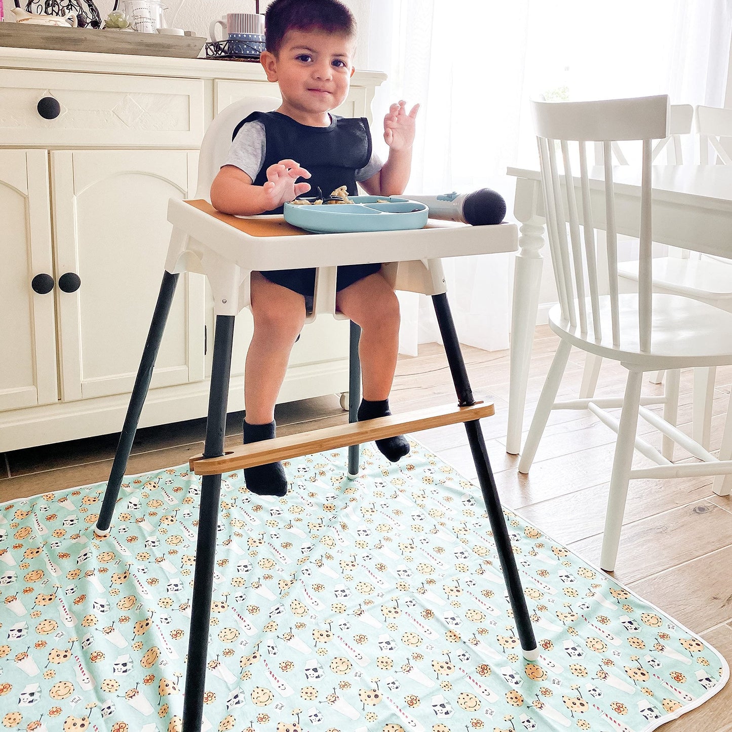 Bapronbaby Cookies & Milk Splash Mat - Waterproof Catch-All For Under High Chairs, Floors, Tables, Playtime Or Arts & Crafts - M