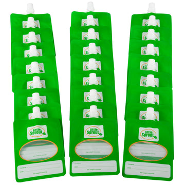 Disposable 6oz Baby Food Storage Pouch Containers, 24 Pk- Write What You Want Squeezable Pouches- Make Homemade Organic Food for