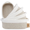 Naturalcozy 5-Piece Rectangle Storage Basket Set- Natural Cotton Rope Woven Baskets For Organizing! Small Basket For Montessori,