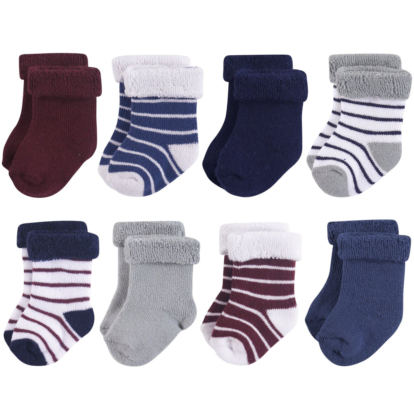 Hudson Baby Unisex Cotton Rich Newborn And Terry Socks, Stripe Boy, 0-6 Months Us