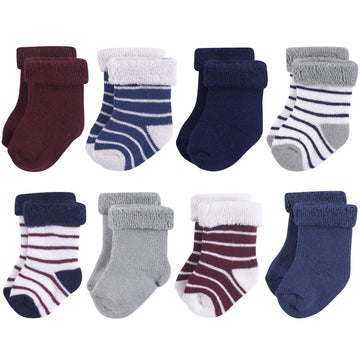 Hudson Baby Baby Boys Cotton Rich Newborn And Terry Casual Socks, Stripe Boy, 6-12 Months Us